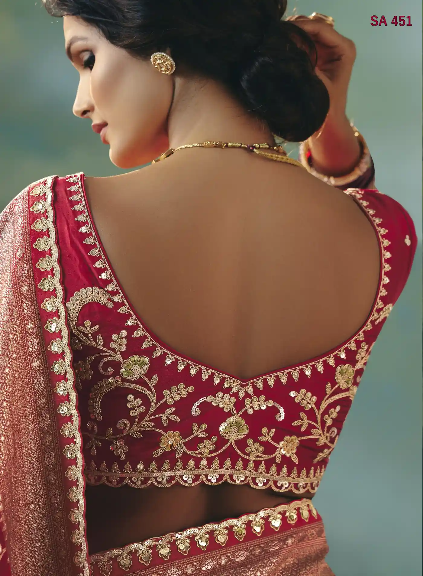 Red Bridal Silk Saree – Red & Gold